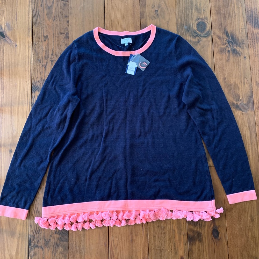 Navy and pink medium Crown and Ivy sweater